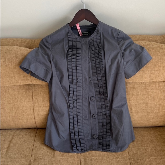 Club Monaco Charcoal Pleated Blouse - Picture 1 of 5